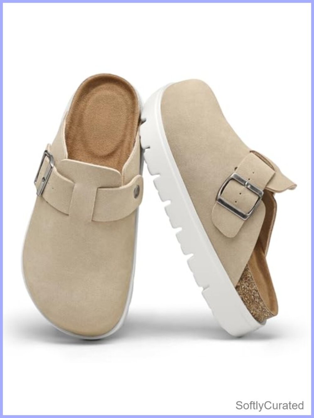 Platform Clogs Cork Footbed Mules 1.7 Inch Lightweight Sole Arch Support Slip On